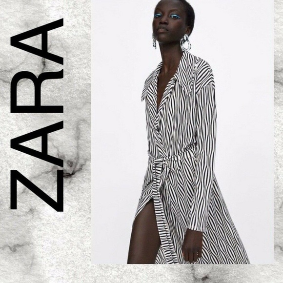 ZARA BLACK,WHITE WRAP DRESS~CUT OUT BACK~BELT~XS - Picture 1 of 6
